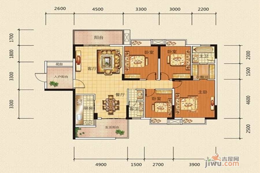 垯鑫苑4室2厅2卫141.6㎡户型图