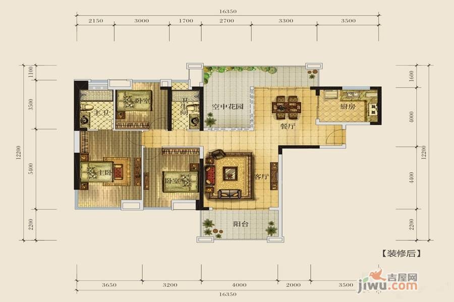 中江（贵港）农产品综合批发云商城3室2厅2卫139.4㎡户型图