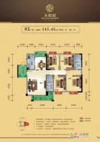 天悦居4室2厅2卫145.4㎡户型图