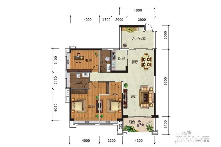 钓鱼台·和府3室2厅2卫128㎡户型图