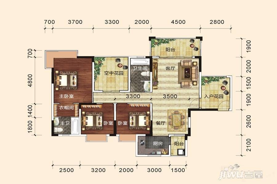 港龙湾波托菲诺5室2厅2卫141㎡户型图