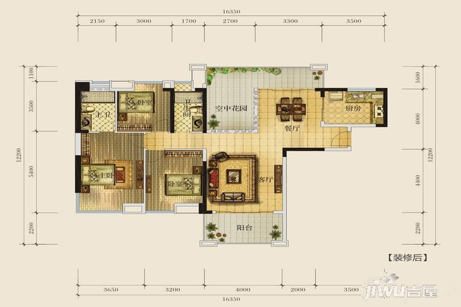 中江（贵港）农产品综合批发云商城3室2厅2卫139.4㎡户型图