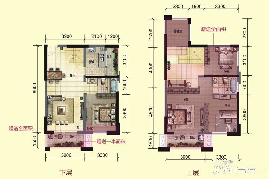 锦泰·尊品3室2厅2卫户型图