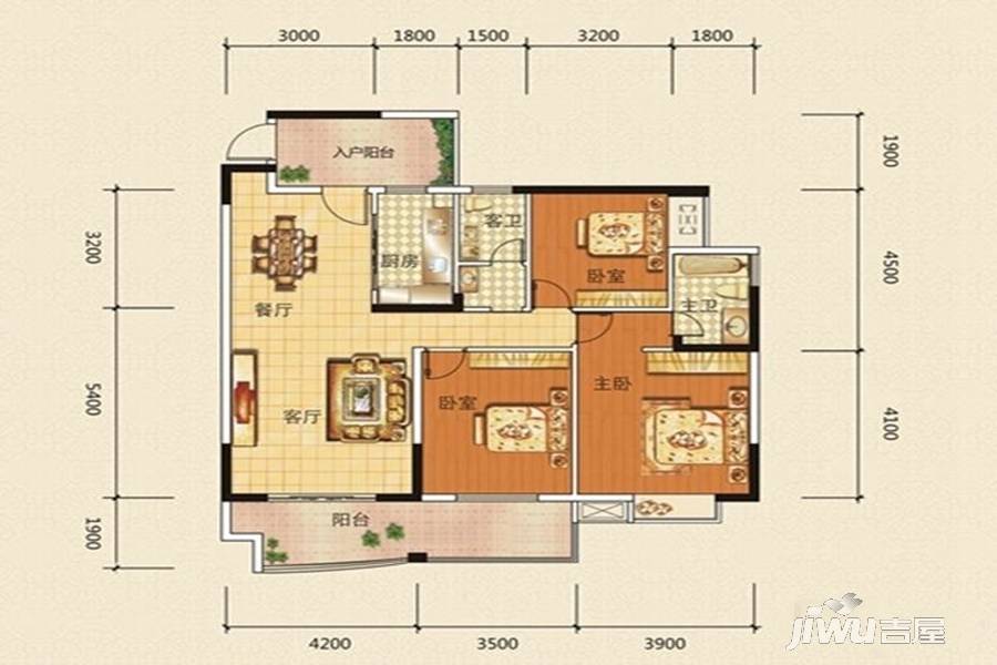 垯鑫苑3室2厅2卫124.2㎡户型图