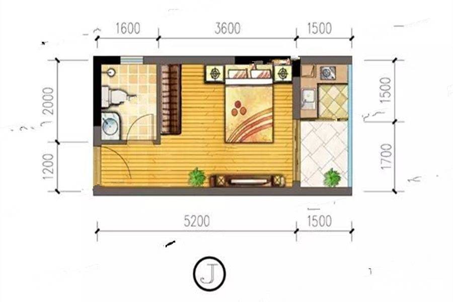 汇通商厦1室0厅1卫25.1㎡户型图