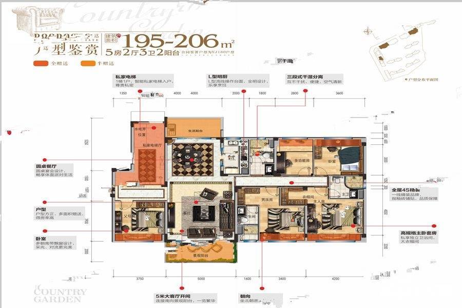 碧桂园城央府5室2厅3卫206㎡户型图