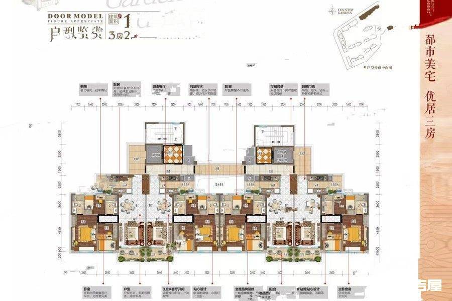 碧桂园城央府3室2厅2卫111㎡户型图